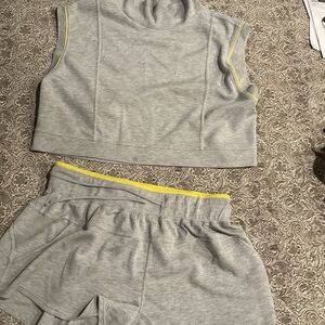 Anthropologie Daily Practice Gray and Yellow Sleeveless Top and Shorts Set